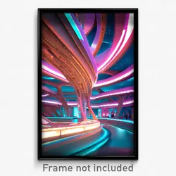 Pixel Art Poster - Velvety Futuristic Architecture (8 Bit Video Game Print)