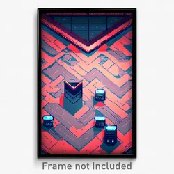 Pixel Art Poster - Triangular Stock Trading Floor (8 Bit Video Game Print)