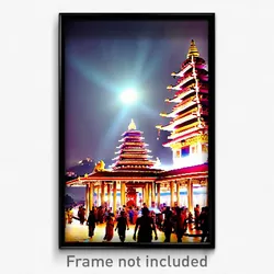 Pixel Art Poster - Busy Temple (8 Bit Psychedelic Trippy Weird Video Game Print)