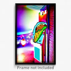 Pixel Art Poster - Vivid Taco (8 Bit Psychedelic Trippy Weird Video Game Print)
