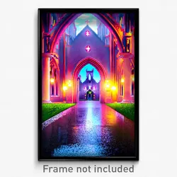 Pixel Art Poster - Glossy Abbey (8 Bit Psychedelic Trippy Video Game Print)
