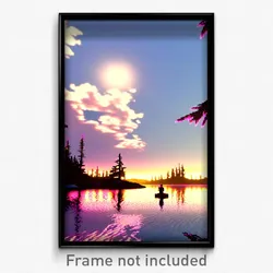 Pixel Art Poster - Showy Lake (8 Bit Psychedelic Trippy Weird Video Game Print)