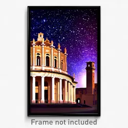 Pixel Art Poster - Starry Italian Architecture (8 Bit Video Game Print)