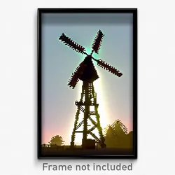 Pixel Art Poster - Acidic Windmill (8 Bit Psychedelic Trippy Video Game Print)