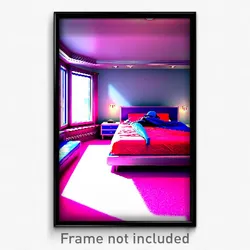 Pixel Art Poster - Vivacious Bedroom (8 Bit Psychedelic Trippy Video Game Print)