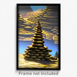 Pixel Art Poster - Bronze Cairn (8 Bit Psychedelic Trippy Video Game Print)