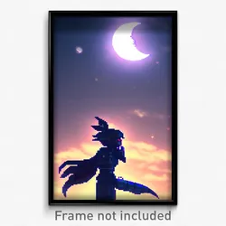 Pixel Art Poster - Sentimental Moon Battle (8 Bit Psychedelic Video Game Print)