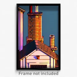 Pixel Art Poster - Pleasant Chimney (8 Bit Psychedelic Trippy Video Game Print)