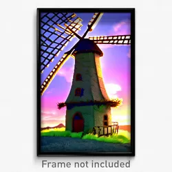 Pixel Art Poster - Fluffy Windmill (8 Bit Psychedelic Trippy Video Game Print)