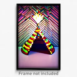 Pixel Art Poster - Zigzag Tepee (8 Bit Psychedelic Trippy Video Game Print)