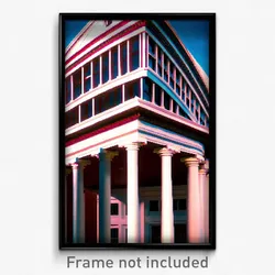 Pixel Art Poster - Warped American Architecture (8 Bit Video Game Print)