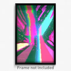 Pixel Art Poster - Glitch Art Realm (8 Bit Psychedelic Trippy Video Game Print)