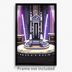 Pixel Art Poster - Metallic Throne Room (8 Bit Psychedelic Video Game Print)