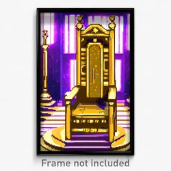 Pixel Art Poster - Golden Throne Room (8 Bit Psychedelic Video Game Print)