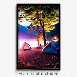 Pixel Art Poster - Stunning Campsite (8 Bit Psychedelic Trippy Video Game Print)