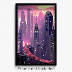 Pixel Art Poster - Rare Metropolis (8 Bit Psychedelic Trippy Video Game Print)
