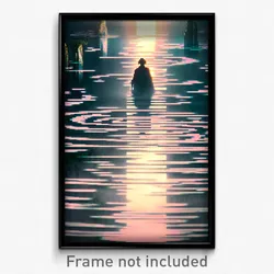 Pixel Art Poster - Watery Labyrinth (8 Bit Psychedelic Trippy Video Game Print)