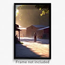 Pixel Art Poster - Tan Farm (8 Bit Psychedelic Trippy Weird Video Game Print)