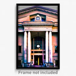 Pixel Art Poster - Urban Courthouse (8 Bit Psychedelic Trippy Video Game Print)