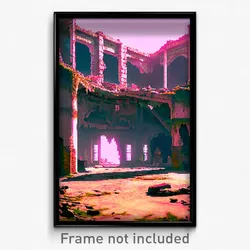 Pixel Art Poster - Showy Ruin (8 Bit Psychedelic Trippy Weird Video Game Print)