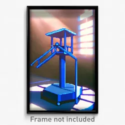 Pixel Art Poster - Blue Pulpit (8 Bit Psychedelic Trippy Weird Video Game Print)