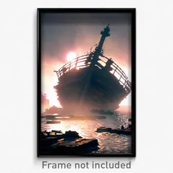 Pixel Art Poster - Colossal Shipwreck (8 Bit Psychedelic Video Game Print)