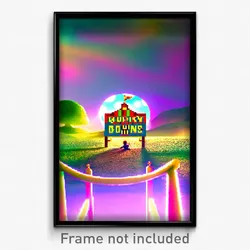 Pixel Art Poster - Quirky Downs (8 Bit Psychedelic Trippy Video Game Print)