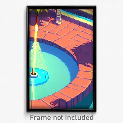 Pixel Art Poster - Buoyant Pool (8 Bit Psychedelic Trippy Video Game Print)