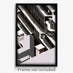 Pixel Art Poster - Small Barbican (8 Bit Psychedelic Trippy Video Game Print)