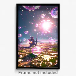 Pixel Art Poster - Bubbly Battlefield (8 Bit Psychedelic Video Game Print)
