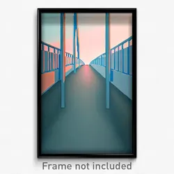 Pixel Art Poster - Light Blue Bridge (8 Bit Psychedelic Trippy Video Game Print)