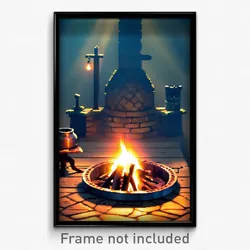 Pixel Art Poster - Warm Forge (8 Bit Psychedelic Trippy Weird Video Game Print)