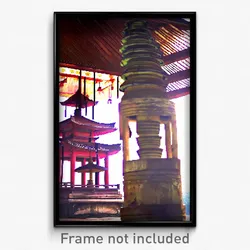 Pixel Art Poster - Worn Pagoda (8 Bit Psychedelic Trippy Weird Video Game Print)