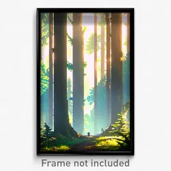 Pixel Art Poster - Wide Forest (8 Bit Psychedelic Trippy Weird Video Game Print)