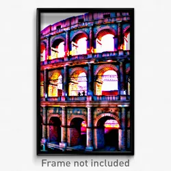 Pixel Art Poster - Steel Colosseum (8 Bit Psychedelic Trippy Video Game Print)