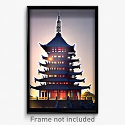 Pixel Art Poster - Sharp Pagoda (8 Bit Psychedelic Trippy Video Game Print)