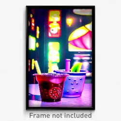 Pixel Art Poster - Fluid Boba Tea (8 Bit Psychedelic Trippy Video Game Print)