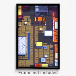Pixel Art Poster - Cluttered Square (8 Bit Psychedelic Trippy Video Game Print)