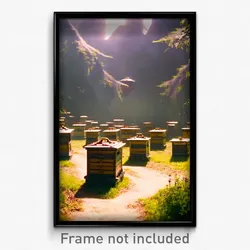 Pixel Art Poster - Menacing Apiary (8 Bit Psychedelic Trippy Video Game Print)
