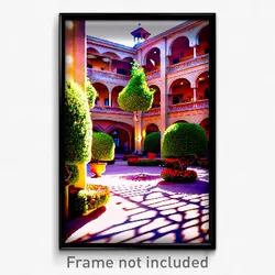 Pixel Art Poster - Rich Courtyard (8 Bit Psychedelic Trippy Video Game Print)