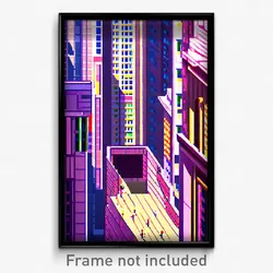 Pixel Art Poster - Anime Like Indian City (8 Bit Psychedelic Video Game Print)