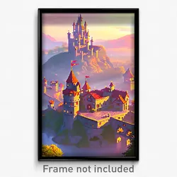 Pixel Art Poster - Worldly Castle (8 Bit Psychedelic Trippy Video Game Print)