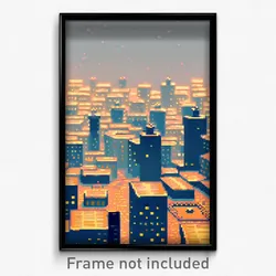 Pixel Art Poster - Square Metropolis (8 Bit Psychedelic Trippy Video Game Print)
