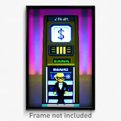 Pixel Art Poster - Animated Bank (8 Bit Psychedelic Trippy Video Game Print)