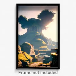 Pixel Art Poster - Ancient Mount (8 Bit Psychedelic Trippy Video Game Print)