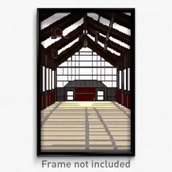 Pixel Art Poster - Square Barn (8 Bit Psychedelic Trippy Weird Video Game Print)