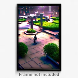 Pixel Art Poster - Wiry Plaza (8 Bit Psychedelic Trippy Weird Video Game Print)