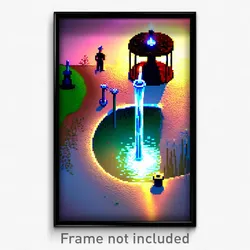 Pixel Art Poster - Different Watering Hole (8 Bit Psychedelic Video Game Print)