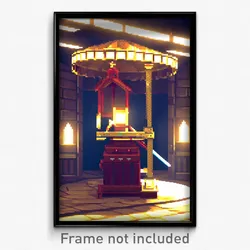 Pixel Art Poster - Nocturnal Smithy (8 Bit Psychedelic Trippy Video Game Print)