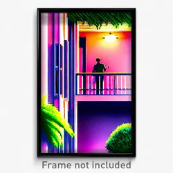 Pixel Art Poster - Stimulating Balcony (8 Bit Psychedelic Video Game Print)